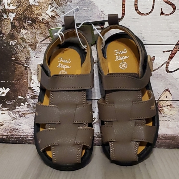 NWT First Steps by Stepping Stones Fisherman Sandals Brown Size 10 (CS322) - Picture 5 of 8